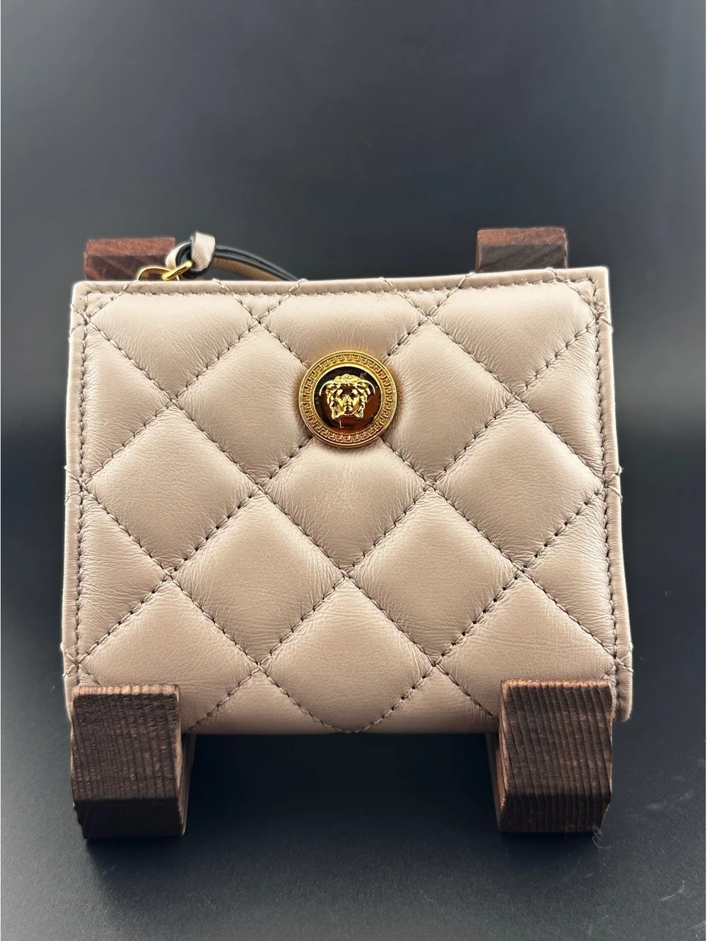 Versace Quilted Leather Wallet with Gold Medusa Button